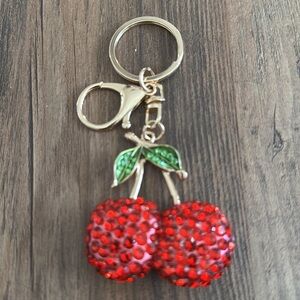 Elegant Red Cherry Keychain